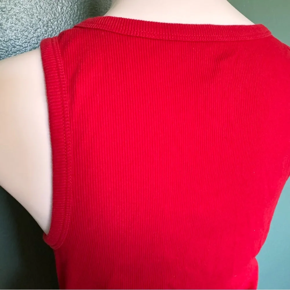 Target A New Day Bright Red Body Con Fitted Scrunch Dress V-neck Sleeveless - Picture 5 of 7